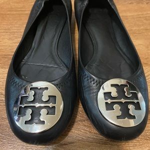 Tory Burch black and silver ballet flats